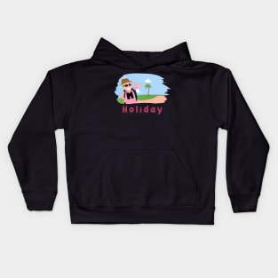 Holiday A Minimal Art Of Beach With An Old Man - Live Happy Kids Hoodie